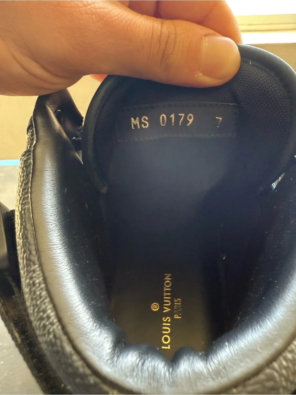Louis Vuitton Men’s Black High-Top Leather Sneakers (authentication inside)